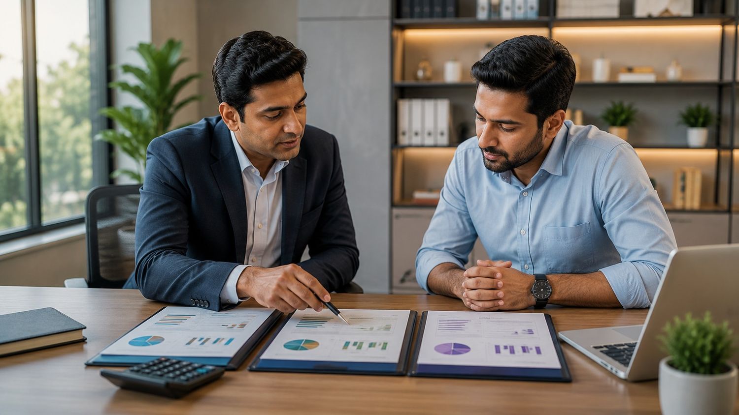 Advisor comparing loan offers from multiple lenders