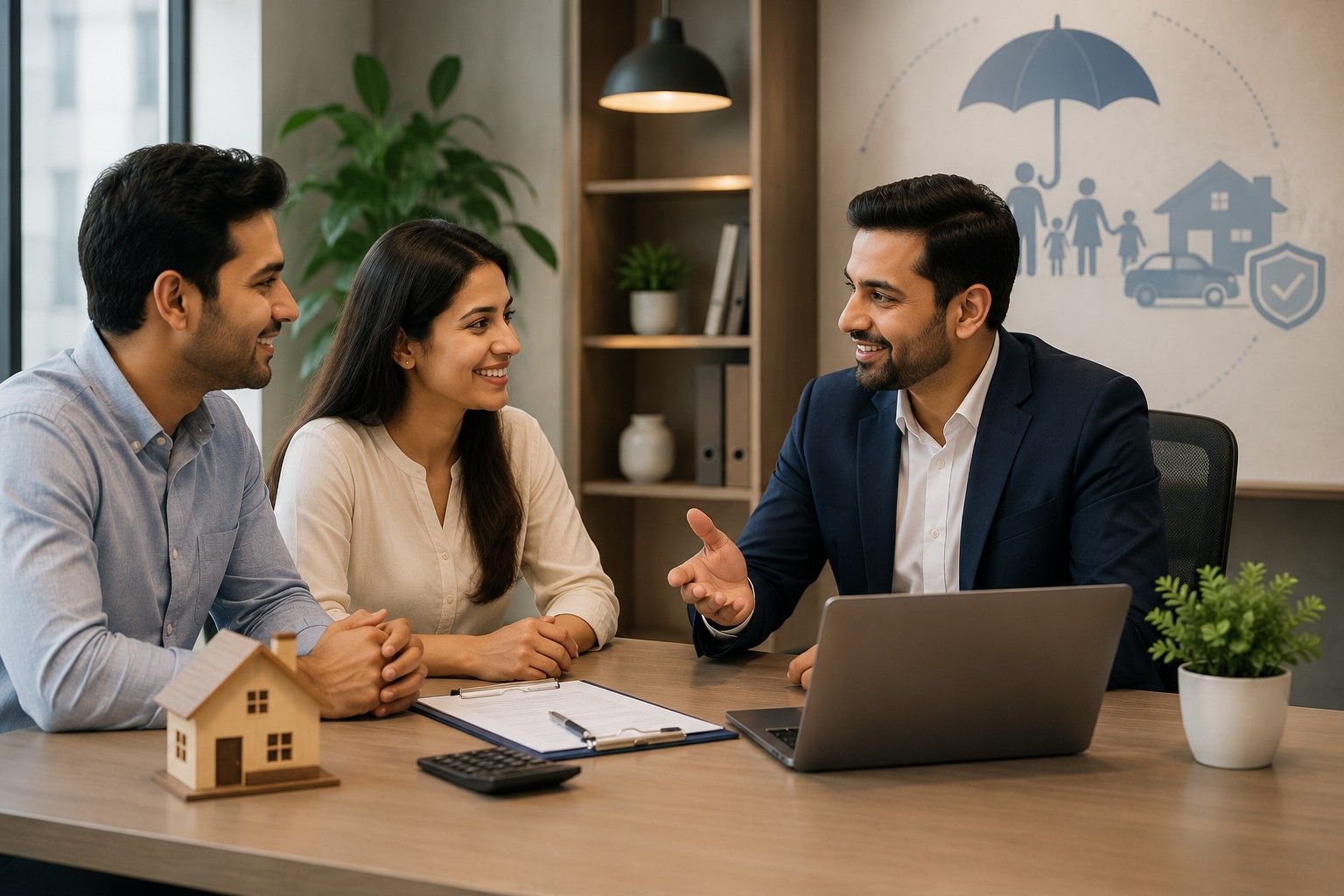 Family in front of their new home